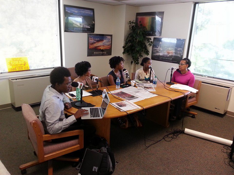 Julian Wylie, Tori Swanson, Ebony Chappel and Victoria Davis of The Recorder Report internet radio show welcome Martindale-Brightwood community builder Gina Fears. (Recorder File Photo)