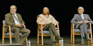 Previous Steward Speakers Series guests Susan Taylor and Al Sharpton participating in a panel discussion
