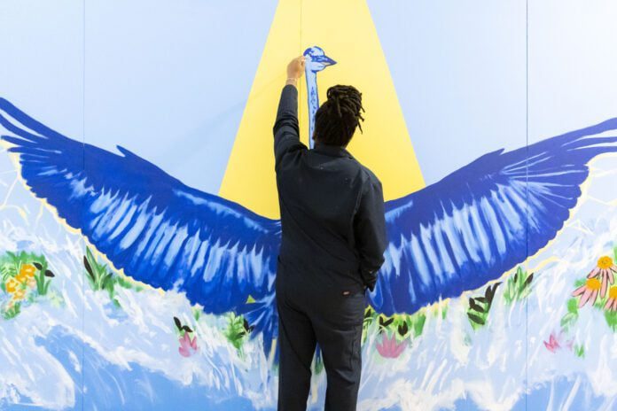 Kyng Rhodes mural Kyng Rhodes painting a mural for the Philadelphia Flower Show