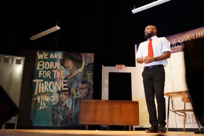 IMG_3295 Transplant Hoosier and theatre visionary Dr. Austin Dean Ashford not only has two shows, “(I)sland T(rap)” and “Black Book,” in IndyFringe Fest this year, but several of his students over at Flanner House also have shows in the festival.
