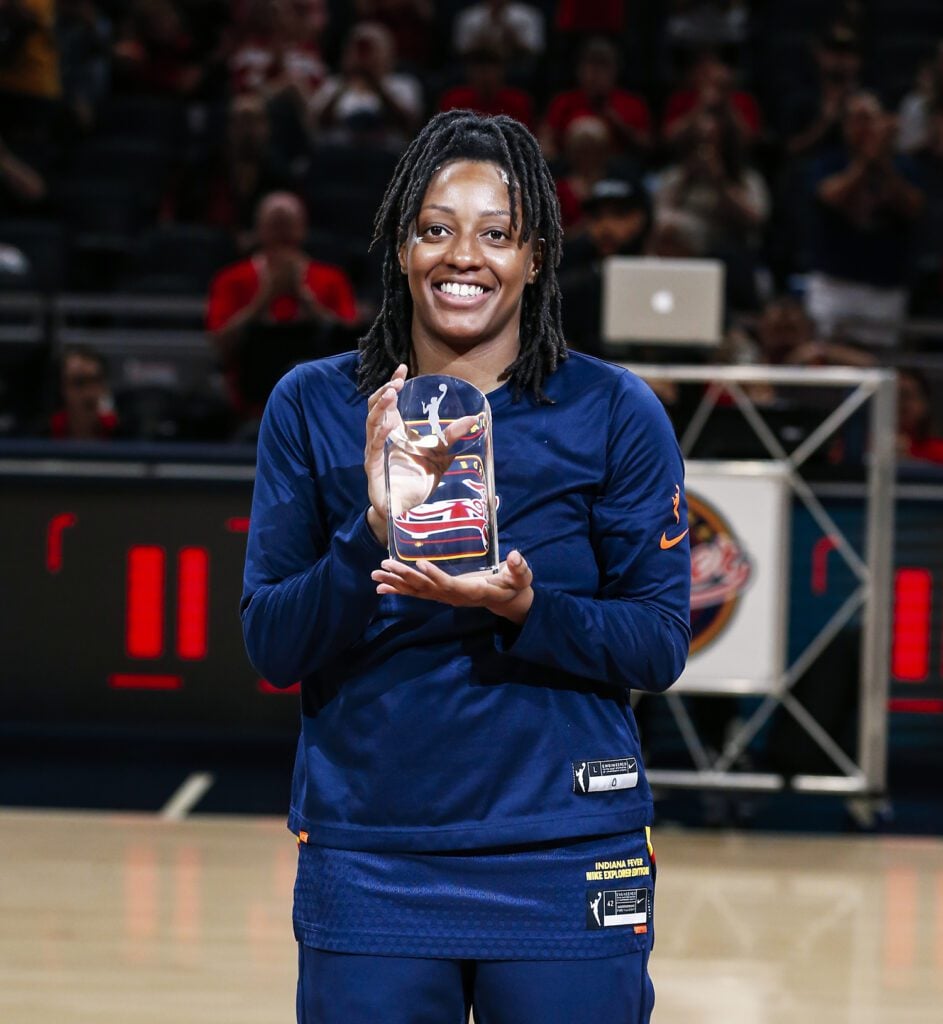 Indiana Fever All-Star guard and 2023 Dawn Staley Award winner Kelsey Mitchell