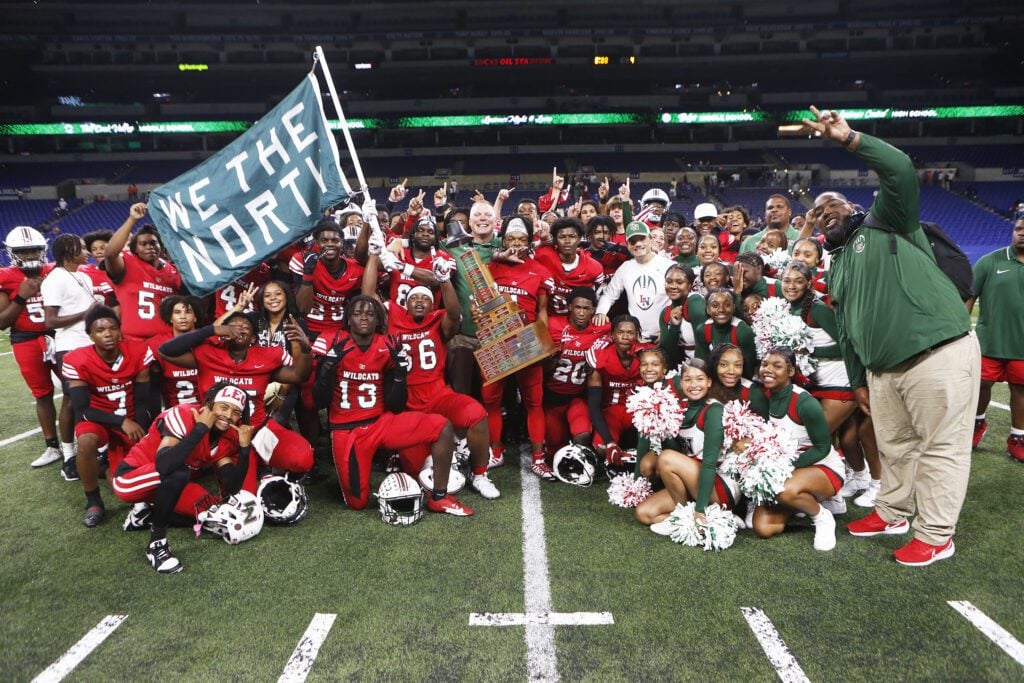 Lawrence North; Lawrence Central; Lucas Oil Stadium; Wildcats; Bears; Indianapolis Colts; Belzer; Fall Creek Academy