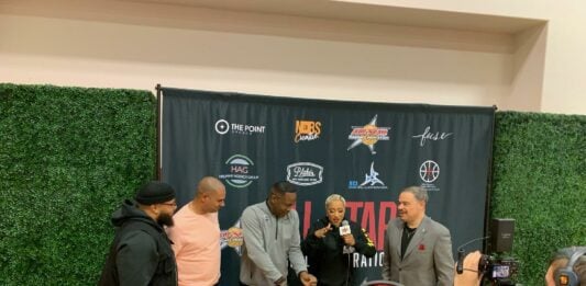 Nobles Darby IV (Chaplain for Cleveland Cavaliers and Cleveland Browns), Damon Gunn (Chaplain for Houston Rockets) Dru Evans, Colin Pinkney (Chaplain for Charlotte Hornets), Herbie Kuhn (Chaplain & PA Announcer for Toronto Raptors). (Photo provided/Colin Pinkney)