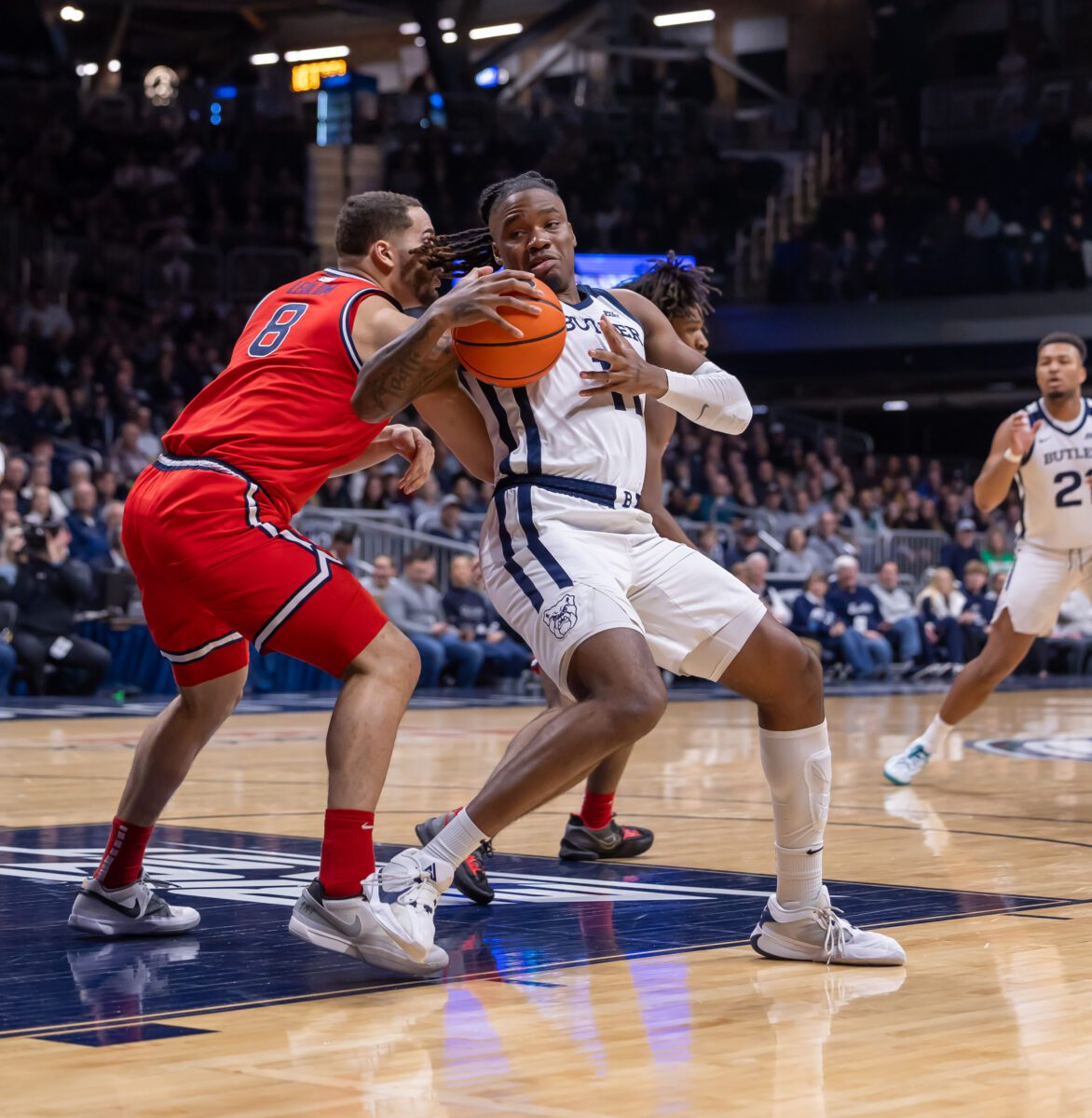 St. John's Red Storm versus Butler University Bulldogs mens basketball game photo at Hinkle Fieldhouse on February 29, 2024. (Photo/Walt Thomas)