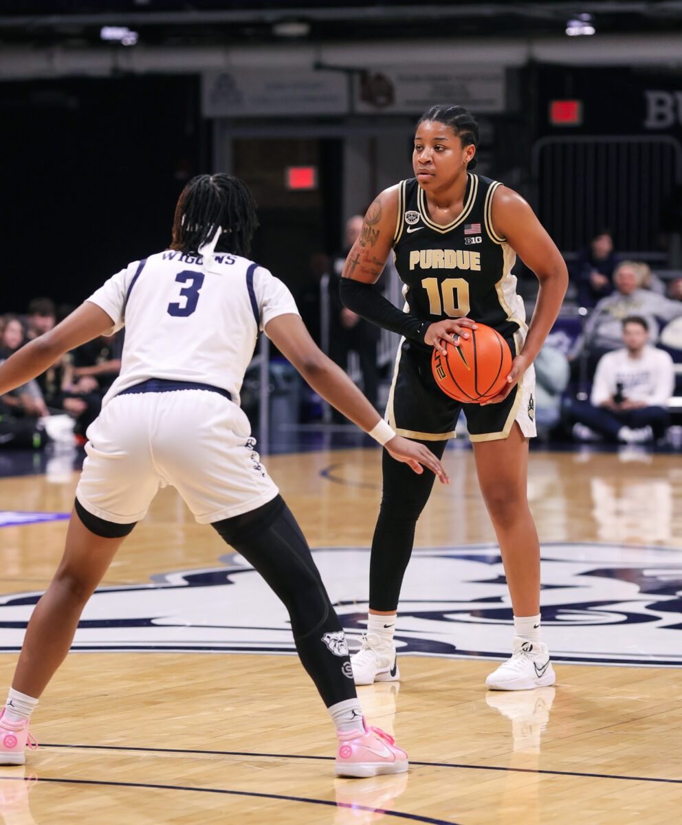 Purdue University versus Butler University during the Women's Basketball Invitational Tournament (WBIT), sometimes referred to as the 'Women's NIT,' on March 25, 2024 at Hinkle Fieldhouse in Indianapolis, Indiana. (Photo/David Dixon)