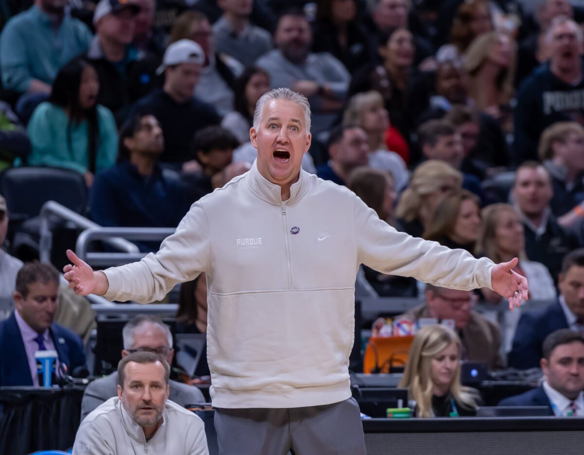 Purdue University versus Utah State NCAA men's basketball on March 24, 2024 at Gainbridge Fieldhouse in Downtown Indianapolis, Indiana. (Photo/Walt Thomas)