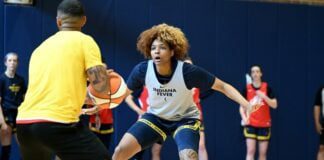 NaLyssa Smith 2024 Indiana Fever training camp at the practice gym inside Gainbridge Fieldhouse on April 29, 2024. Photo credits to Indiana Fever