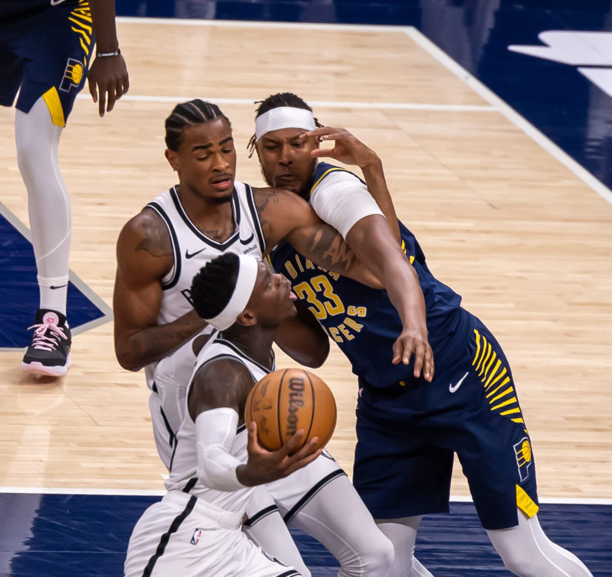 Brooklyn Nets at Indiana Pacers NBA basketball game on April 1, 2024 at Gainbridge Fieldhouse in Downtown Indianapolis, Indiana. Photo taken by Walt Thomas.