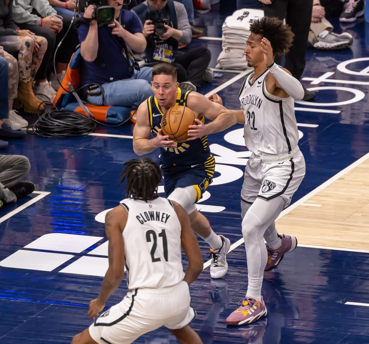 Brooklyn Nets at Indiana Pacers NBA basketball game on April 1, 2024 at Gainbridge Fieldhouse in Downtown Indianapolis, Indiana. Photo taken by Walt Thomas.