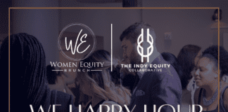 a flyer describes a happy hour event to promote female businesses