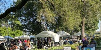 For the third year in a row, the Benjamin Harrison Presidential site held the Juneteenth Foodways Festival, an event honoring the holiday and former White House chef Dolly Johnson, from 4-8 p.m. June 14. (Photo/Chloe McGowan)