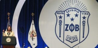Kamala Harris during Zeta Phi Beta Conference in Indianapolis.