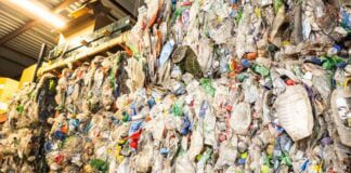 plastic bottles at recycling plant