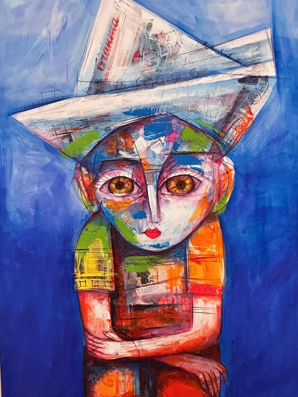 Raul Lopez Aguilar La Nino Del Gorro cuban painting