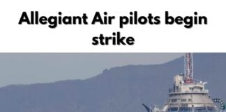 Allegiant Air airplane in the sky.