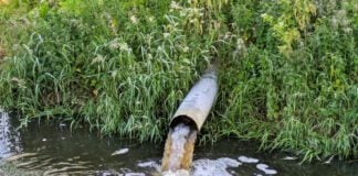 Pollution outflow pipe into river