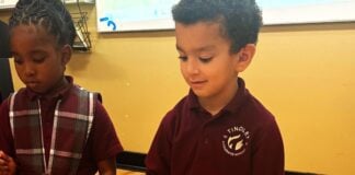 Students at Tindley Genesis Academy engage with the Orff Bass Bars in music class thanks to a grant from the Penrod Society. (Photo/Tindley Accelerated Schools)