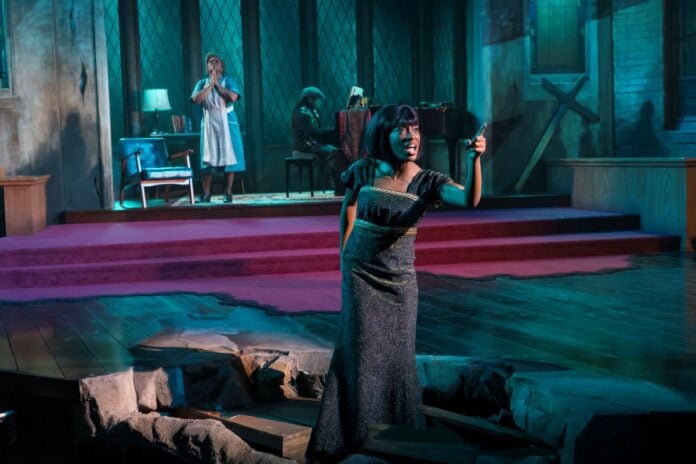 250206_143949_ZR2_2499 Nina Simone (Akili Ni Mali) in the Indiana Repertory Theatre’s 2025 production of “Nina Simone: Four Women.” (Photo/Zach Rosing)