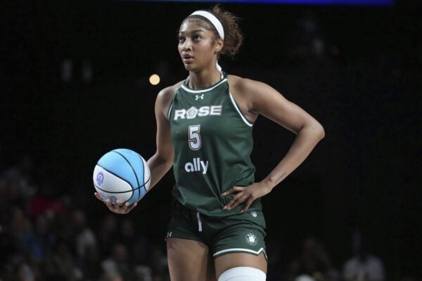 WNBA Chicago Sky forward Angel Reese during an Unrivaled, women's basketball league, game in Miami, Florida.