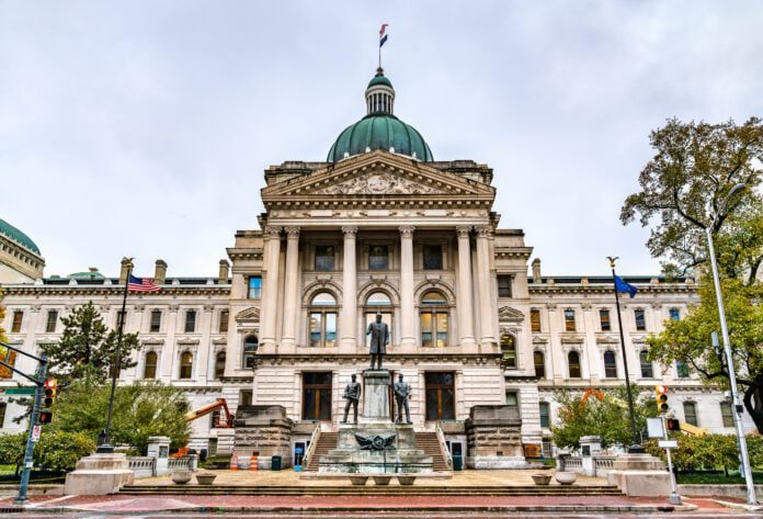 The Indiana Statehouse in Indianapolis Indiana Statehouse, used as decoration for article 'House Bill 1312 / HB1312."