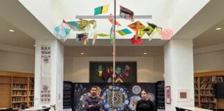 Abdul Qahar Behzad, an oil painter from Afghanistan, and Iryna Bondar, a textile artist from Ukraine, bring two unique cultures together in the “Resistance to Cruelty that Never Ends” exhibition at the Indy Arts Center. (Photo/Patchwork Indy)