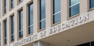 The Entrance of the Lyndon B. Johnson Department of Education building in Washington, DC. (Photo/Getty Images)