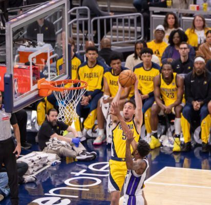 Indiana Pacers point guard T.J. McConnell (9) during the NBA game on March 31, 2025 at Gainbridge Fieldhouse, in downtown Indianapolis, Indiana. (Photo/Walt Thomas)