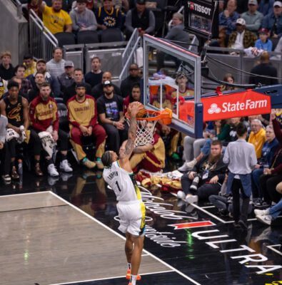 Indiana Pacers forward Obi Toppin (1) during the NBA game between the Indiana Pacers and Cleveland Cavaliers on April 10, 2025, at Gainbridge Fieldhouse, in downtown Indianapolis, Indiana. (Photo/Walt Thomas)