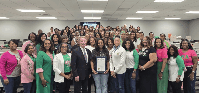 Mayor Joe Hogsett proclaimed May 21, 2025, as Alpha Kappa Alpha Sorority, Inc., Chi Chi Omega Day, in honor of the chapter's 20th anniversary. (Photo provided/Chi Chi Omega Chapter)