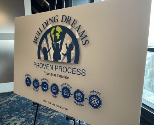 Building Dreams sign from Fight for Life Foundation