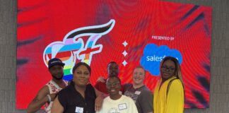 Team Trans Solutions Research and Resource Center at Indiana Fever Pride Night, June 2025. (Photo/Belinda Drake)
