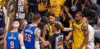 Indiana Pacers Oklahoma City Thunder Game 4 2025 NBA Finals Gainbridge Fieldhouse downtown Indianapolis.