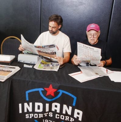 Fans, players, executives and subscribers reading the WNBA All-Star Edition of the Indianapolis Recorder, during The City League basketball exhibition games on Thursday, July 17, 2025 in Indianapolis, Indiana. (Photo/David Dixon)
