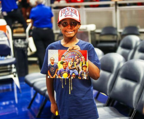 Golden State Valkyries at Indiana Fever WNBA basketball Game at Gainbridge Fieldhouse on July 9, 2025, also known as "WNBA Kids Day," photo taken by David Dixon of the Indianapolis Recorder Newspaper.