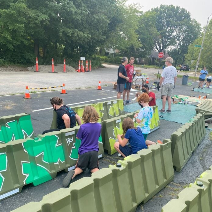 Tactical Urbanism projects on 10th Street in Community Heights. (Photo/Indy DPW via Facebook)