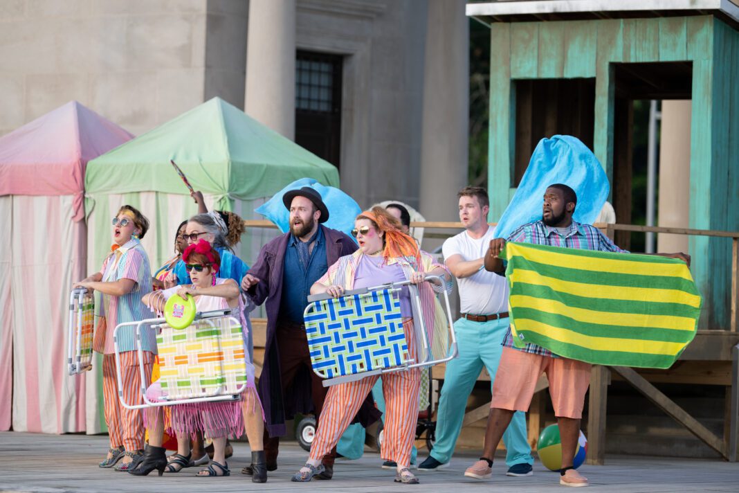 Indianapolis Shakespeare Company’s production of “Comedy of Errors,” with Act A Foo Improv Crew, is onstage at the Taggart Memorial Amphitheatre now through Aug. 2. (Photos/ Torrie Hudson)