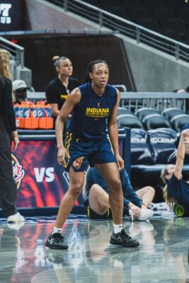 Las Vegas Aces at Indiana Fever WNBA basketball game in Indianapolis, Indiana in July of 2025, shot by Mia Moore of She Shoots 317.