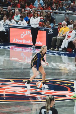 Las Vegas Aces at Indiana Fever WNBA basketball game in Indianapolis, Indiana in July of 2025, shot by Mia Moore of She Shoots 317.