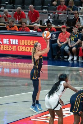 Las Vegas Aces at Indiana Fever WNBA basketball game in Indianapolis, Indiana in July of 2025, shot by Mia Moore of She Shoots 317.