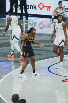 Las Vegas Aces at Indiana Fever WNBA basketball game in Indianapolis, Indiana in July of 2025, shot by Mia Moore of She Shoots 317.