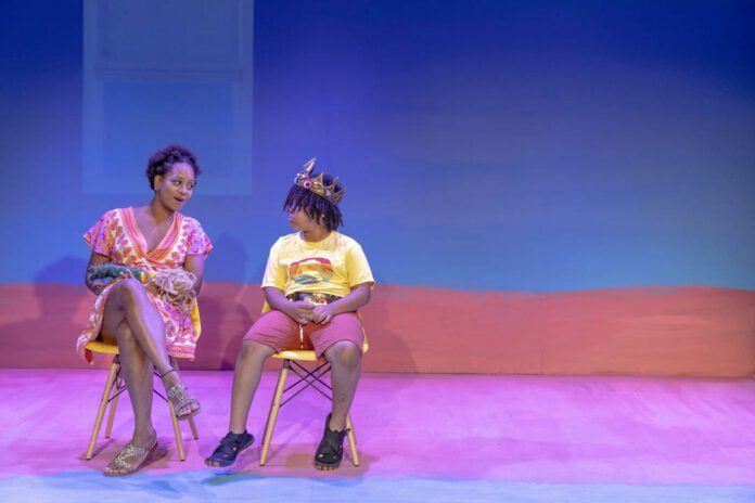 Mom (Arika Casey ) and Micah (Phoenix Ray Warrior) in “Micah Meets a Mami Wata,” onstage at Fonseca Theatre July 25-27 and Aug. 1-3. (Photos/Fonseca Theatre Company)