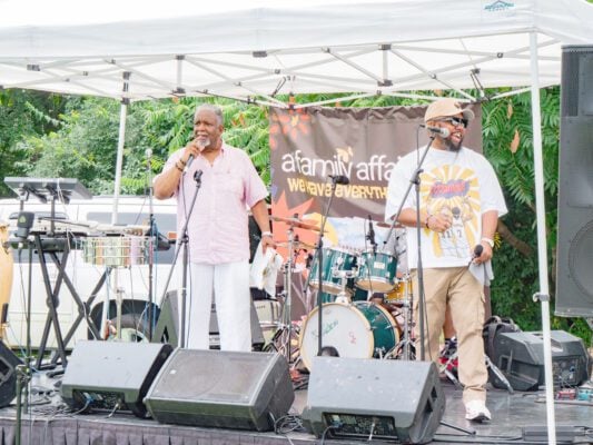 'A Family Affair' community picnic hosts Thomas "Sparkle Soxx" Griffin (left) and J. Bland Made Man. (Photo/Mathis Media)