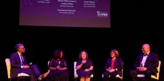Ruby Bridges, Jeanne White Ginder, Andrea White and Doyle Stevik spoke on the Power of Children panel during the Children Museum's Second Century Soiree on Aug. 22. (Photo provided/The Children's Museum of Indianapolis)