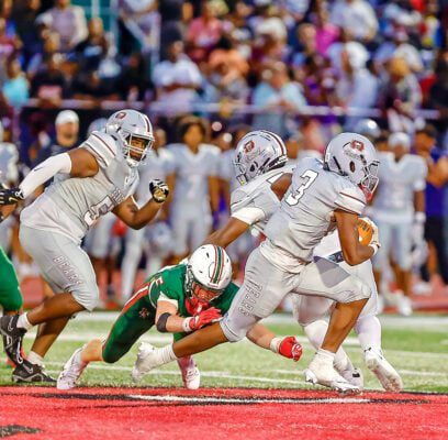 Lawrence Central High School's Albert Gooden (3) during the football game against Lawrence North High School on Aug. 22, 2025. (Photo/David Dixon)