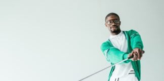 Black male golfer