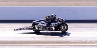 PRI Show races to Indy Dystany Spurlock during the 2025 NHRA U.S. Nationals at Lucas Oil Raceway in Indiana. (Photo/Walt Thomas)
