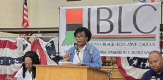 State Rep. Cherrish Pryor (D-Indianapolis) speaks at an Indiana Black Legislative Caucus town hall in South Bend on Sept. 13. - Michael Gallenberger / WVPE