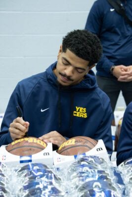 Indiana Pacers players and staff interacting with the community at the event held at Haughville Park in Indianapolis.