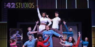 The cast of "Juliet's Nurse" performs in Beef & Boards Dinner Theatre's production of Tootsie, now on stage through Nov. 23. (Photos/Indy Ghost Light)