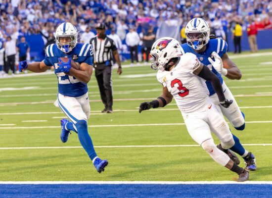 Indianapolis Colts Arizona Cardinals NFL football game 2025-26 season in October of 2025 in downtown Indianapolis, Indiana.